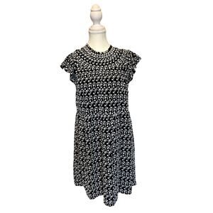Loft | Black/White Eyelet Flutter Sleeve A Line Dress | SP